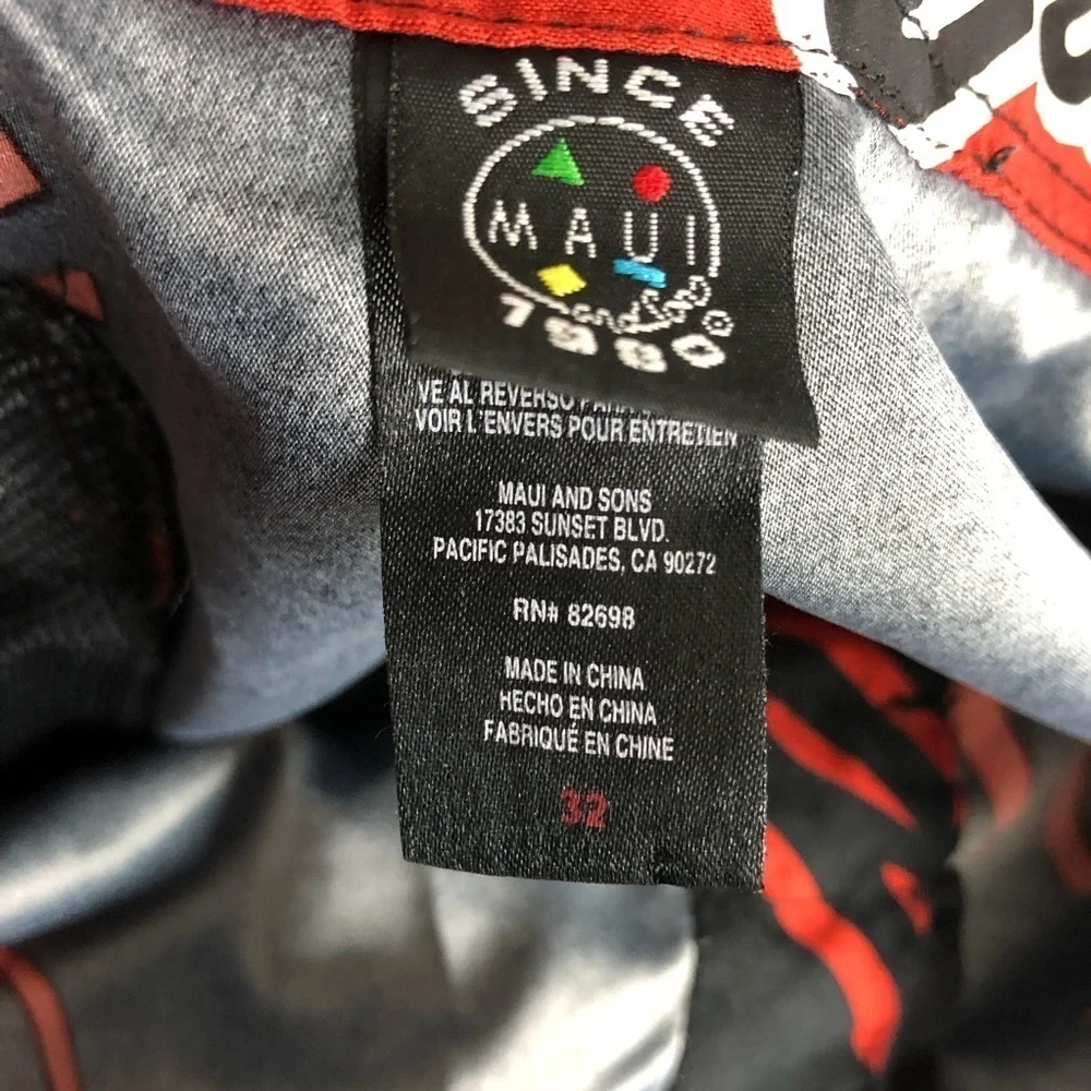 Maui & Sons black & orange swim board shorts, 32